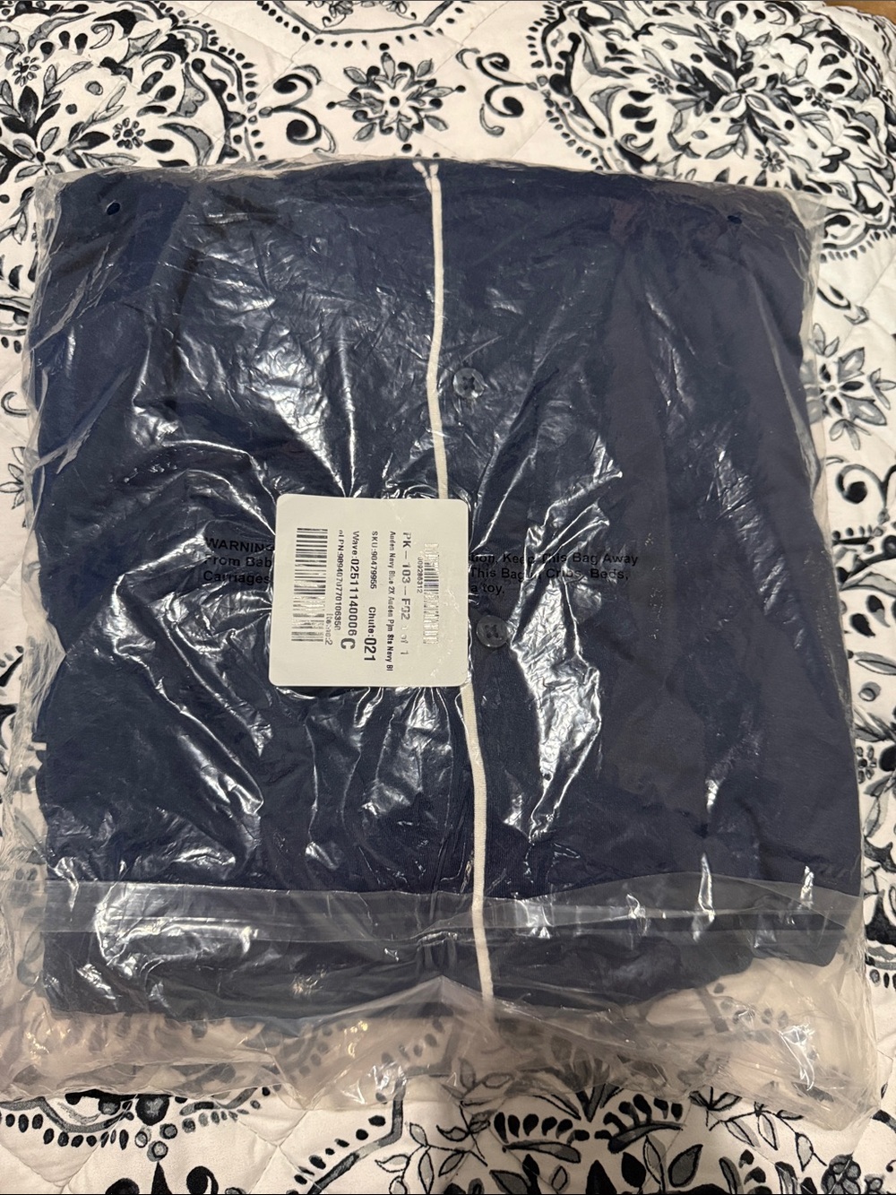 Auden Navy Short-Sleeve Notch Collar Top & Capri Pajama Set - Picture 6 of 6